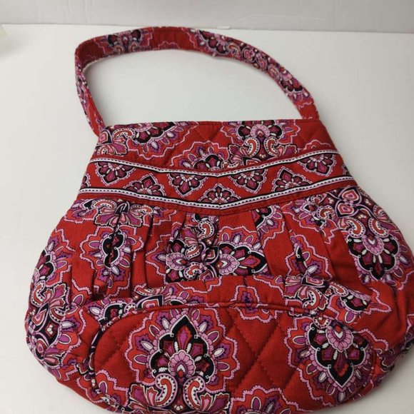 Vera Bradley Frankly Scarlet Hanna Bag Mini Red Paisley Quilted Purse Clutch - Picture 4 of 8